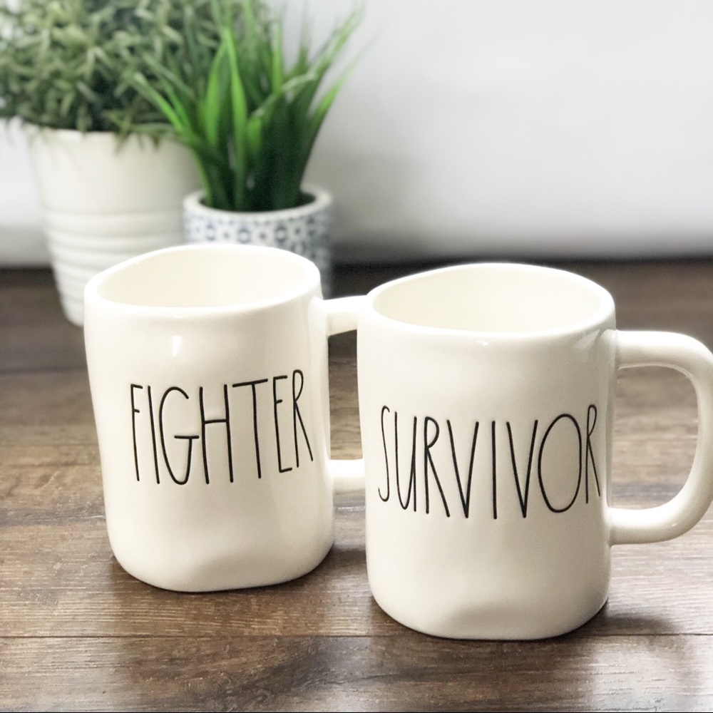 NEW Rae Dunn “SURVIVOR” & “FIGHTER” Mug Set